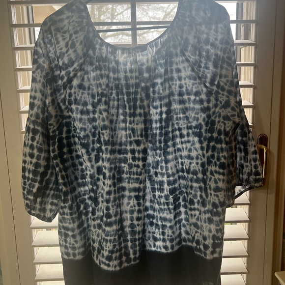 Tie-Dye Women's Top - Blue and White - Picture 2 of 3